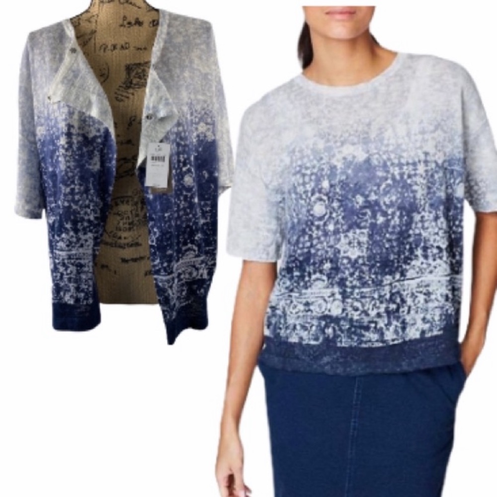 J.jill Convertible white and blue sweater size L for women